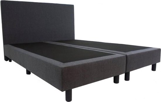 Bedworld Boxspring 200x210 zonder Matras - 2 Persoons Bed - Massieve Box met Luxe Hoofdbord - Antraciet