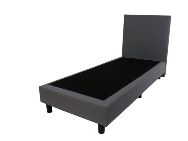 Bedworld Boxspring 90x200 zonder Matras - 1 Persoons Bed - Massieve Box met Luxe Hoofdbord - Grijs
