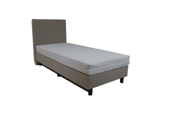 Bedworld Boxspring 80x190 cm zonder Matras - 1 Persoons Bed - Met Hoofdbord - Creme