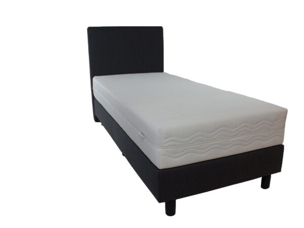 Bedworld Boxspring 90x200 cm met Matras - Luxe Hoofdbord - Gestoffeerd - Pocketvering Matras - Zwart