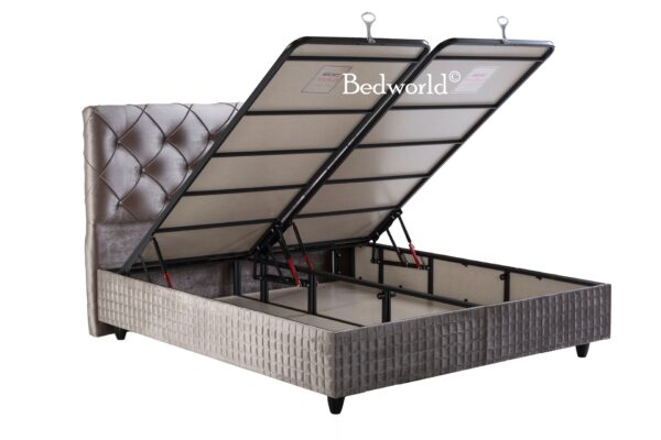 Bedworld Boxspring met Opbergruimte 160x200 cm - Bed met Opbergruimte - Met Matras - Grijs - Suna