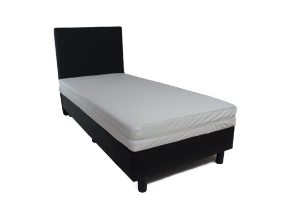 Bedworld Boxspring 90x200 cm met Matras - Luxe Hoofdbord - Gestoffeerd - Pocketvering Matras - Grijs