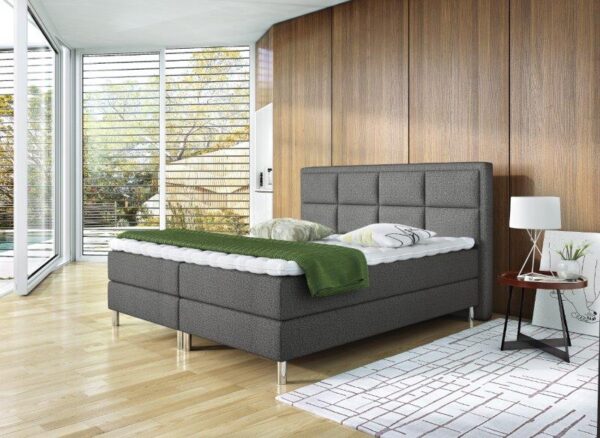 Bedworld Boxspring 160x200 cm met Medium Ligcomfort Matras - Bed met Matras - Chique - Prima - Grijs