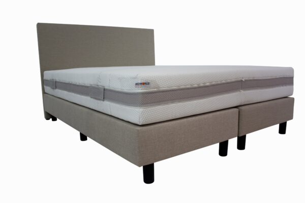 Bedworld Boxspring 140x200 incl. Matras - Koudschuim Matras - Dikte 25 cm - Medium Ligcomfort - Beige