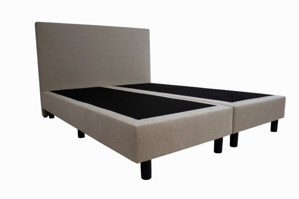 Bedworld Boxspring 140x200 zonder Matras - 2 Persoons Bed - Massieve Box met Luxe Hoofbord - Creme