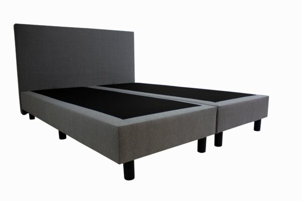 Bedworld Boxspring 140x200 zonder Matras - 2 Persoons Bed - Massieve Box met Luxe Hoofbord - Grijs
