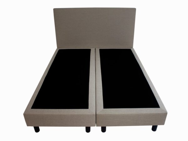 Bedworld Boxspring 200x200 zonder Matras - 2 Persoons Bed - Massieve Box met Luxe Hoofdbord - Creme