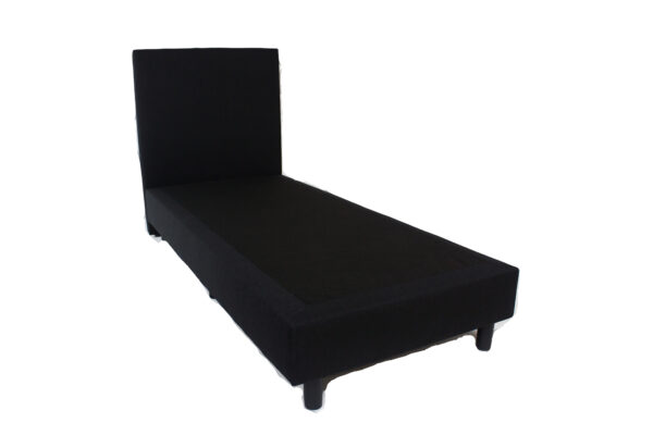 Bedworld Boxspring 90x200 zonder Matras - 1 Persoons Bed - Massieve Box met Luxe Hoofdbord - Zwart