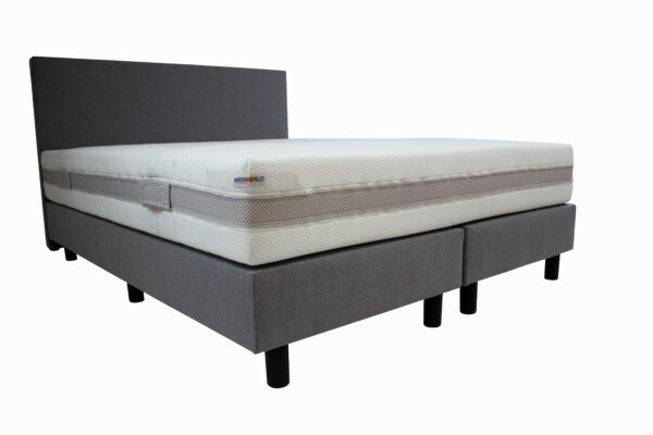 Bedworld Boxspring 140x200 cm met Matras - Bed - MicropocketMatras HR55 - Grijs - Medium Ligcomfort