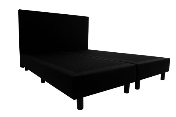Bedworld Boxspring 140x200 zonder Matras - 2 Persoons Bed - Massieve Box met Luxe Hoofbord - Zwart