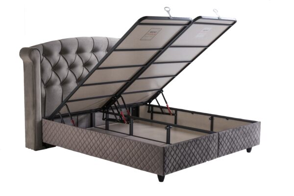 Bedworld Boxspring met Opbergruimte 160x200 cm - Bed met Opbergruimte - Met Matras - Grijs - Hadise