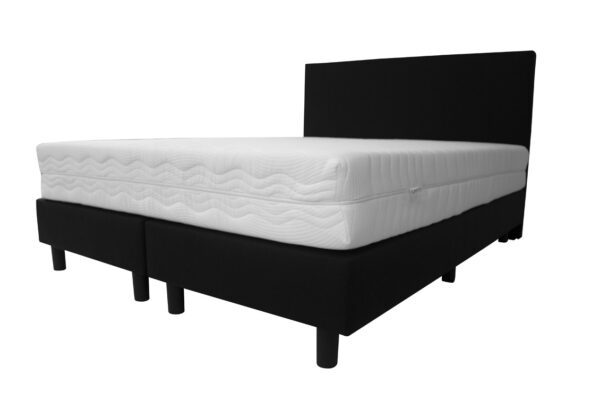 Bedworld Boxspring 180x220 cm met Matras - Luxe Hoofdbord - Gestoffeerd - Gemiddeld Ligcomfort - Zwart