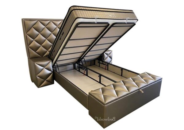 Bedworld Boxspring met Opbergruimte 160x200 cm  - Opbergruimte - Luxe Hoofdbord - Pocketvering Matras - Bruin