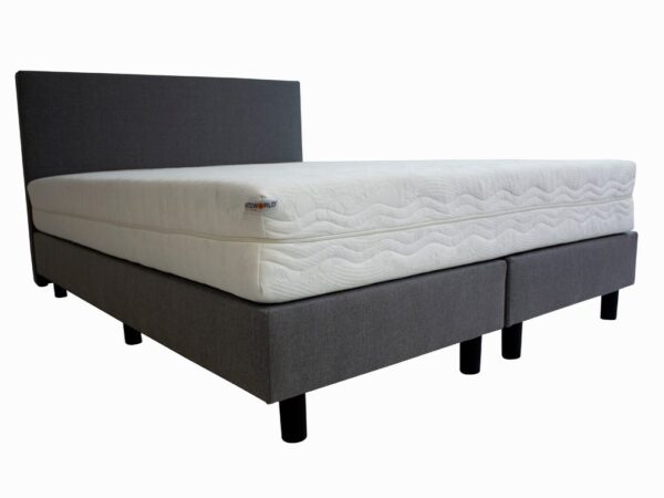 Bedworld Boxspring 180x200 cm met Matras - Luxe Hoofdbord - Gestoffeerd - Gemiddeld Ligcomfort - Grijs