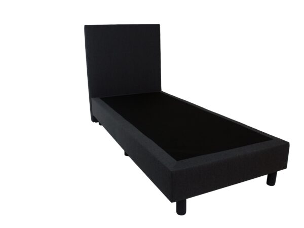 Bedworld Boxspring 90x200 zonder Matras - 1 Persoons Bed - Massieve Box met Luxe Hoofdbord - Antraciet
