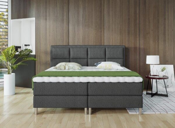 Bedworld Boxspring 180x200 cm met Matras - Kingsize Bed - Grijs - Stevig Ligcomfort
