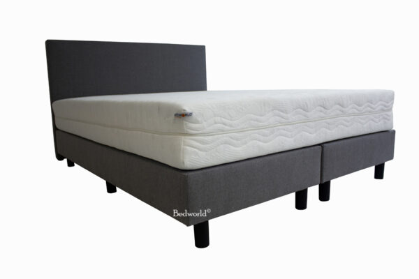 Bedworld Boxspring 180x200 cm met Matras - Luxe Hoofdbord - Gestoffeerd - Gemiddeld Ligcomfort - Grijs