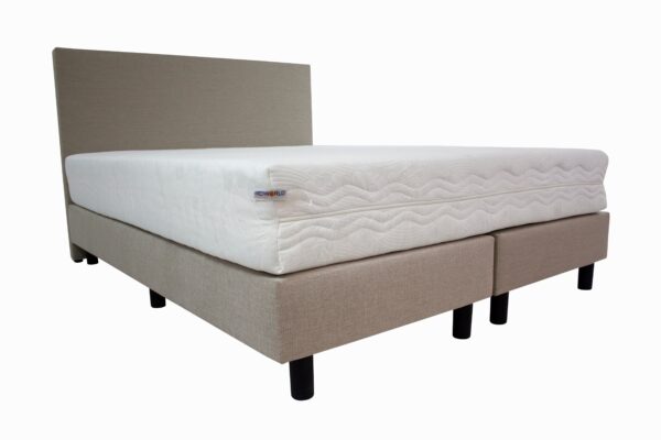 Bedworld Boxspring 140x200 incl. Matras - Koudschuim Matras - Dikte 21 cm - Medium Ligcomfort - Beige