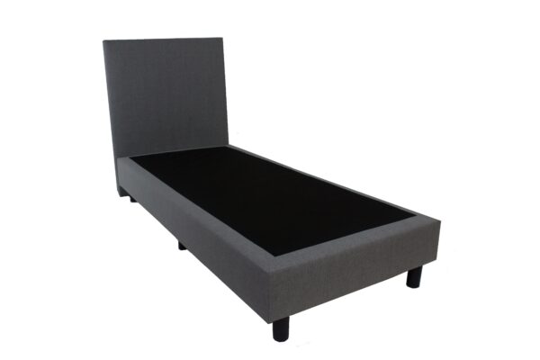 Bedworld Boxspring 90x220 - Luxe Hoofdbord - Gestoffeerd - Massieve Box - 1 Persoons Bed - Hout - Grijs