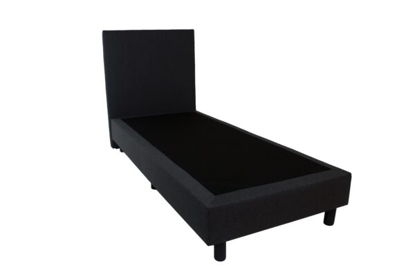 Bedworld Boxspring 90x220 - Luxe Hoofdbord - Gestoffeerd - Massieve Box - 1 Persoons Bed - Hout - Zwart