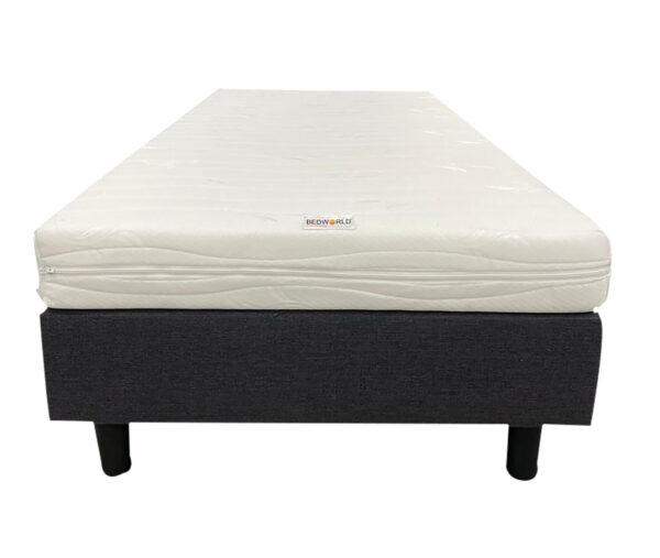 Bedworld Boxspring 90x220 cm met Matras - Pocketvering Matras - Gestoffeerd - Massief - Antraciet