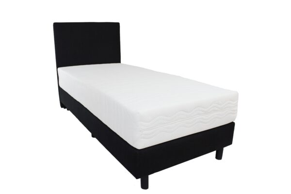 Bedworld Boxspring 90x220 cm met Matras - Luxe Hoofdbord - Gestoffeerd - Pocketvering Matras - Grijs