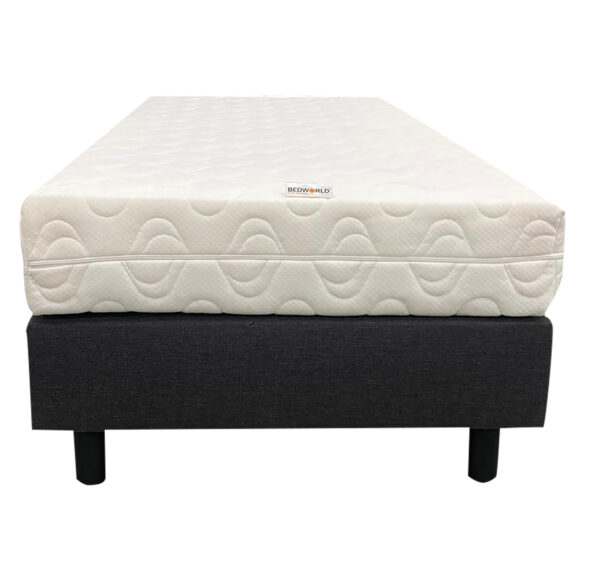 Bedworld Boxspring 90x210 cm met Matras - Pocketvering Matras - Gestoffeerd - Massieve Box - Zwart