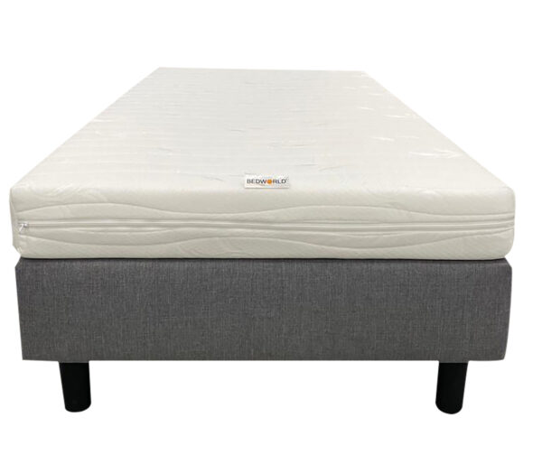 Bedworld Boxspring 90x210 cm met Matras - Pocketvering Matras - Gestoffeerd - Massieve Box - Grijs