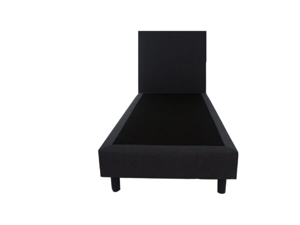 Bedworld Boxspring 90x210 zonder Matras - 1 Persoons Bed - Massieve Box met Luxe Hoofdbord - Antraciet