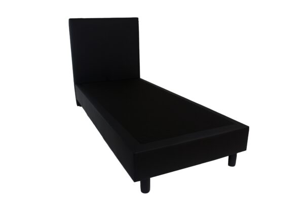 Bedworld Boxspring 90x210 zonder Matras - 1 Persoons Bed - Massieve Box met Luxe Hoofdbord - Zwart